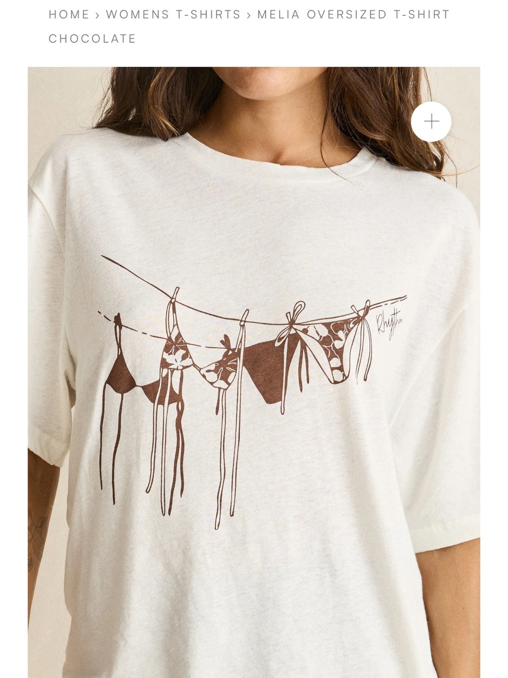 Rhythm. Cream Oversized Tee with Brown Graphic
